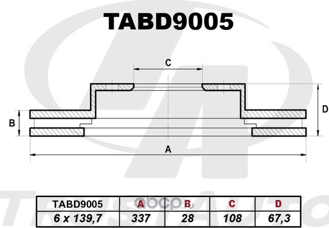 Тормозной диск (Trustauto). Артикул TABD9005