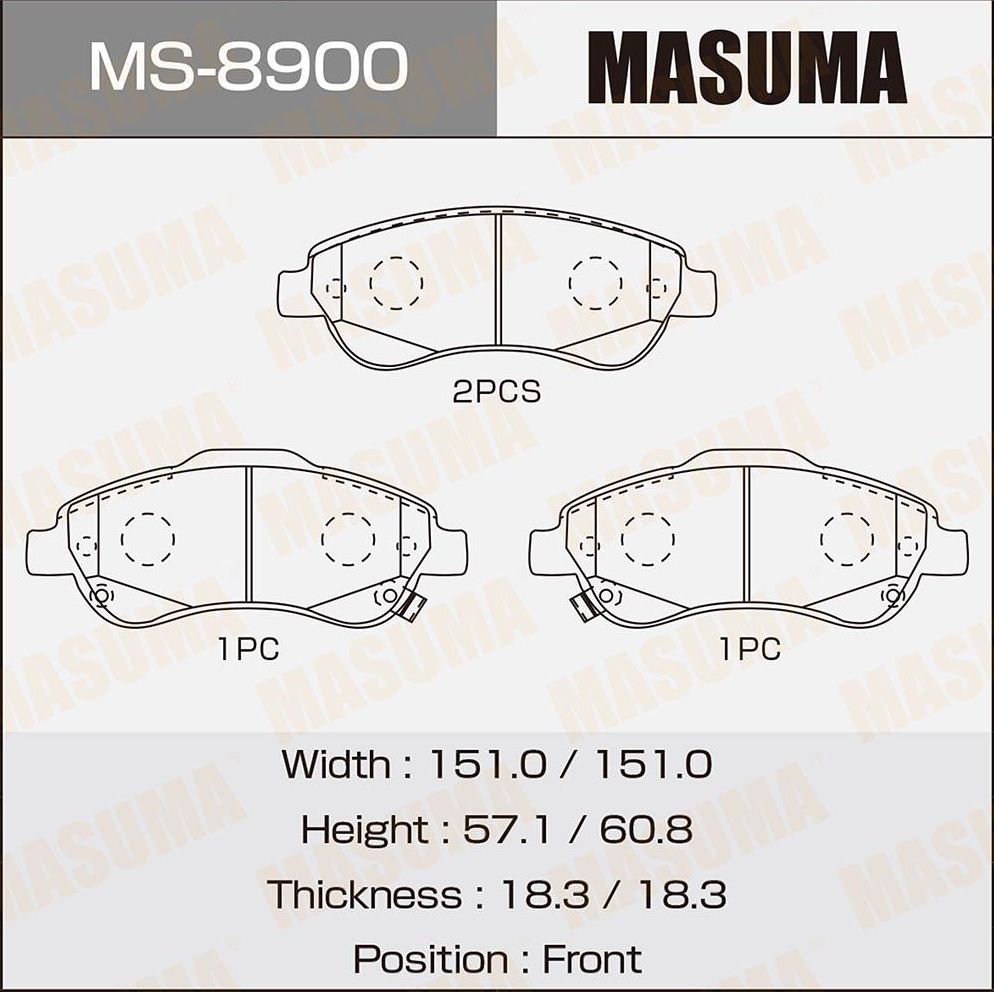 Тормозные колодки Masuma. Артикул MS-8900