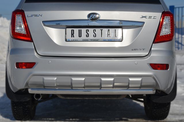 Защита RusStal заднего бампера d63 (дуга) для Lifan X60 2012-2016. Артикул LFZ-001242