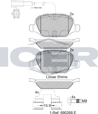 Тормозные колодки Icer для Fiat Linea 2007-2026. Артикул 182037