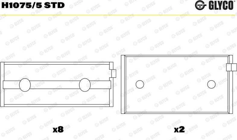 Вкладыши коренные Glyco для Zastava Yugo 1988-2008. Артикул H1075/5 STD