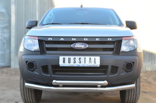 Защита переднего бампера RusStal двойная (секции+дуга) d76/d63 для Ford Ranger III 2012-2015. Артикул FRZ-001297