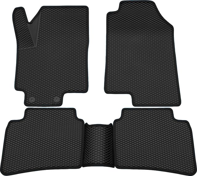 Коврики Rezkon 3D EVA Ромб резиновые для салона Kia Rio IV 2017-2026 Черный кант. Артикул 9221020301