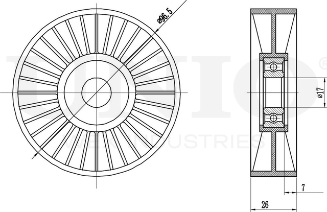 Ролик поликлинового ремня натяжной (Unio). Артикул TNS-10038