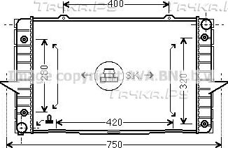 Радиатор охлаждения двигателя AVA для Volvo S70 1996-1998. Артикул VO2093