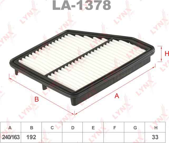 Воздушный фильтр LYNXauto. Артикул LA-1378