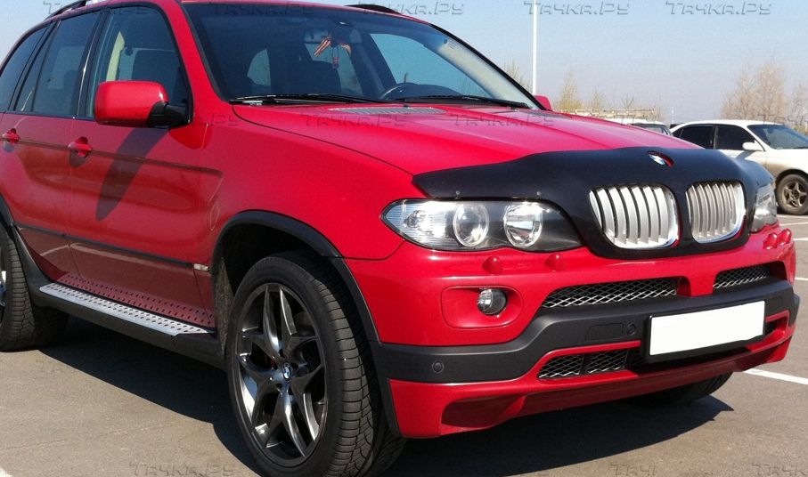 Дефлектор Vip-Tuning для капота (c облицовкой радиатора) BMW X5 E53 до  рестайлинга 2000-2003. Артикул BM16 - купить в Уфе, каталог с ценами.  Доставка по всей России. Магазин Тачка.Ру
