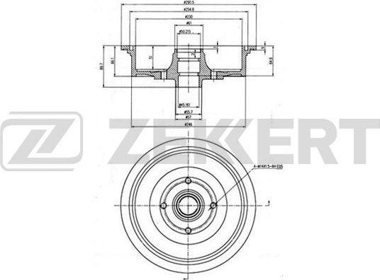 Тормозной барабан Zekkert. Артикул BS-5452