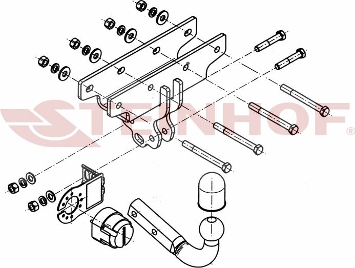 Фаркоп Steinhof для Jeep Wrangler JK 2007-2018. Артикул J-071