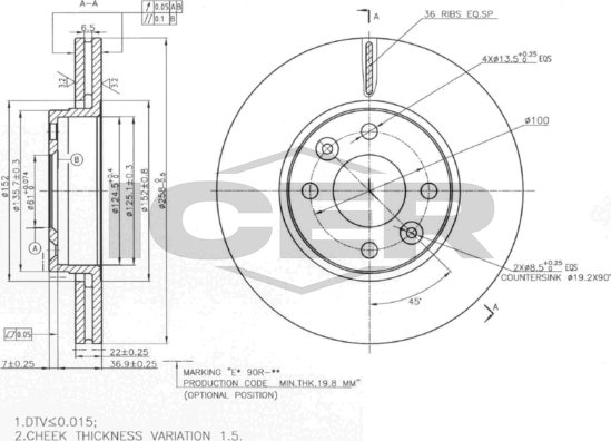Тормозной диск Icer. Артикул 78BD3110-2