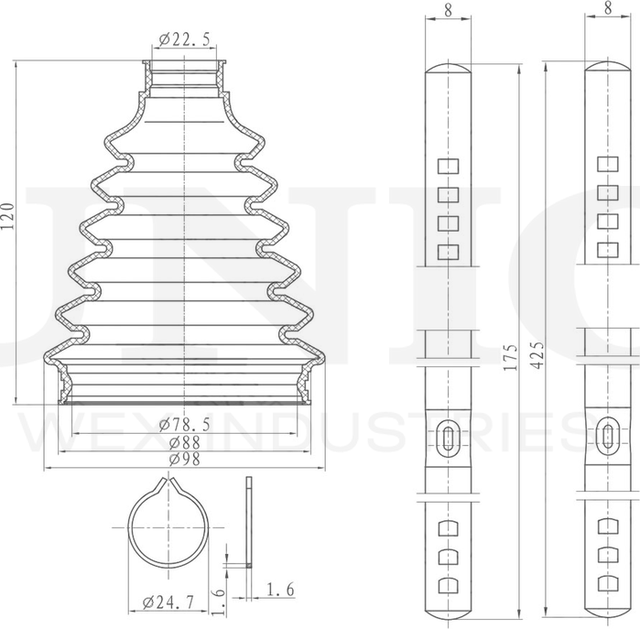 Пыльник ШРУС, комплект (Unio). Артикул DUC-30126K