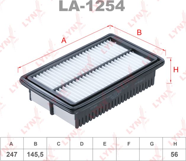 Воздушный фильтр LYNXauto для Hyundai i20 II 2014-2026. Артикул LA-1254
