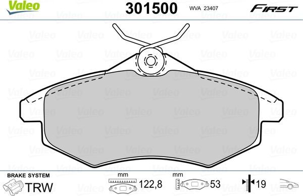 Тормозные колодки Valeo First. Артикул 301500