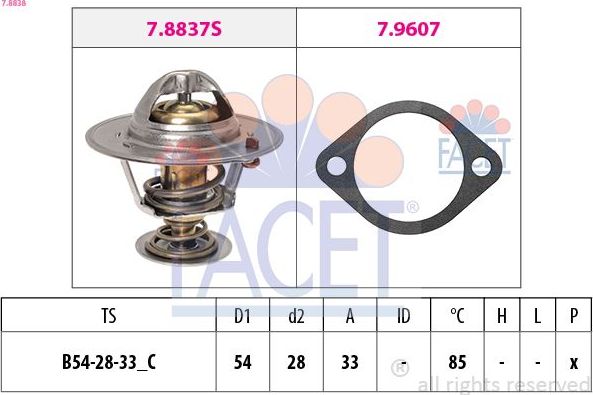 Термостат Facet Made in Italy - OE Equivalent. Артикул 7.8838