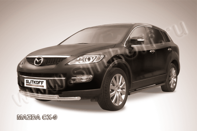 Защита Slitkoff переднего бампера d57/57 двойная для Mazda CX-9 2007-2013. Артикул MZCX9003