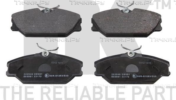 Тормозные колодки NK передние для Renault Clio II 2000-2013. Артикул 223946
