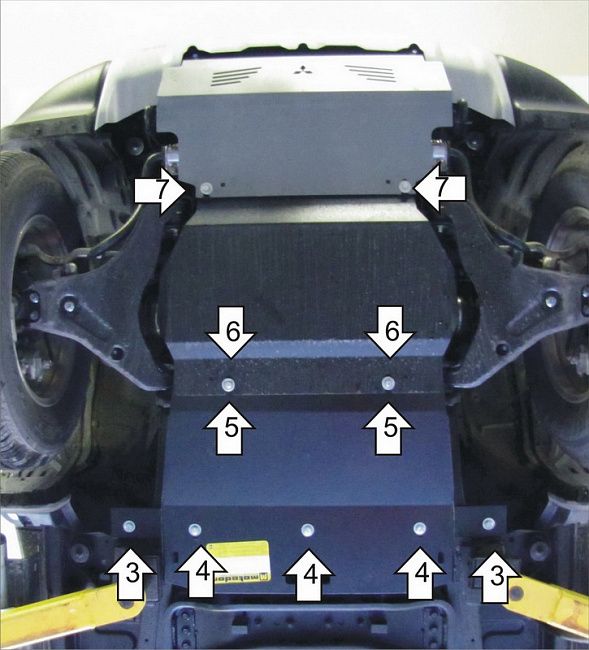 Защита Мотодор для двигателя, КПП, дифференциала передней оси Mitsubishi Pajero Sport II 2012-2015. Артикул 11325