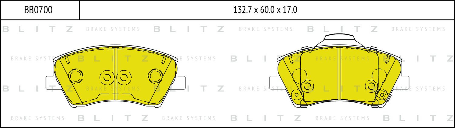 Колодки тормозные дисковые передние (Blitz). Артикул BB0700