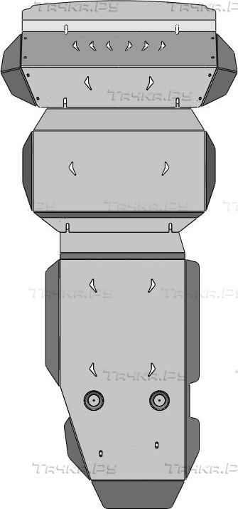 Защита алюминиевая АВС-Дизайн для картера, КПП и РК Foton Tunland G7 2023-2026. Артикул 58.01ABC