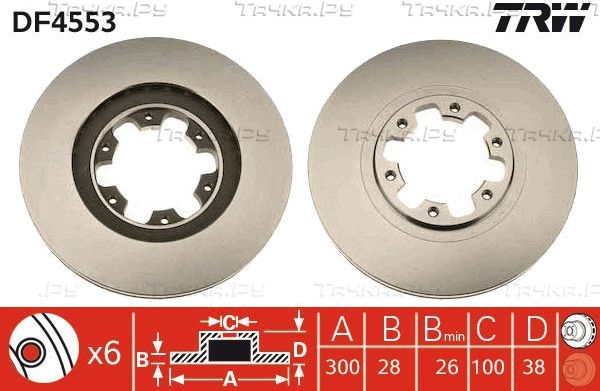 Тормозной диск TRW передний для Nissan Navara D22 2001-2007. Артикул DF4553