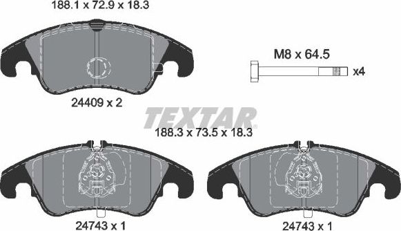 Тормозные колодки Textar передние для Ford Focus II 2009-2011. Артикул 2440901