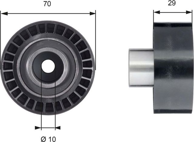 Направляющий (ведущий) ролик ремня ГРМ Gates (полимерный материал). Артикул T42164