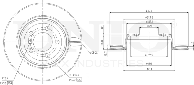 Диск тормозной (Unio). Артикул BRD-20567