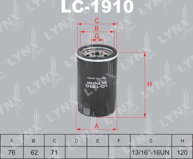 Масляный фильтр LYNXauto для Opel Antara I 2006-2011. Артикул LC-1910
