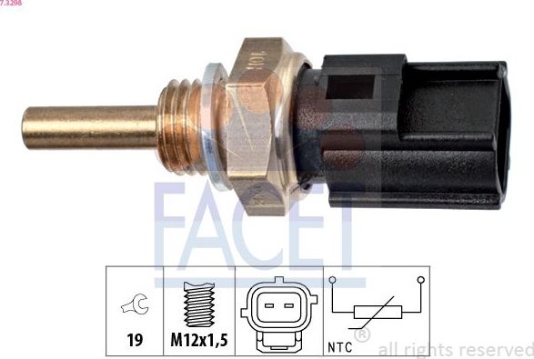 Датчик температуры охлаждающей жидкости Facet Made in Italy - OE Equivalent. Артикул 7.3298