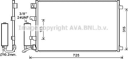 Радиатор кондиционера (конденсатор) AVA для Nissan Qashqai I 2011-2013. Артикул DN5420D