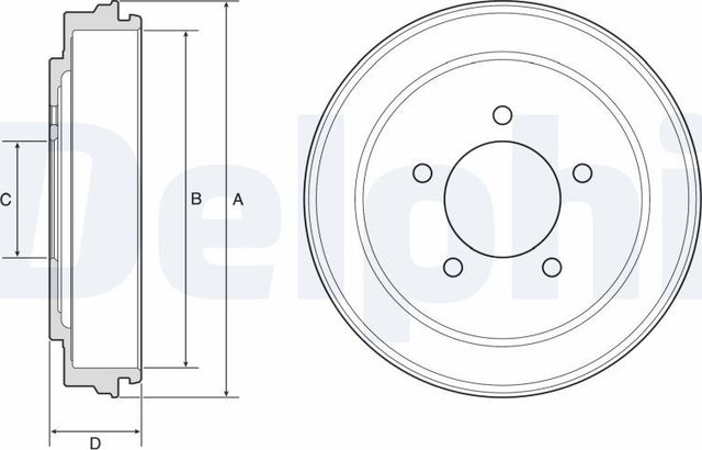 Тормозной барабан Delphi задний для Jeep Compass I 2010-2016. Артикул BF600