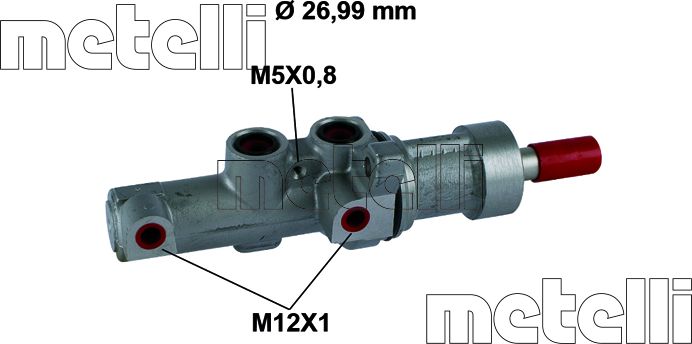 Тормозной цилиндр главный Metelli (алюминий). Артикул 05-0867