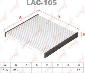 Салонный фильтр LYNXauto для Toyota Hilux VII 2005-2006. Артикул LAC-105