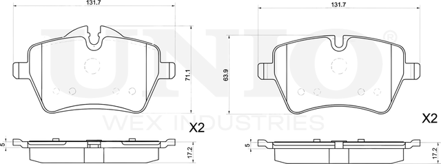 Колодки тормозные дисковые, комплект (Unio). Артикул BRP-20314