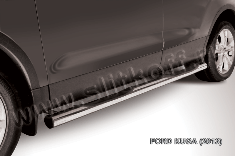 Пороги Slitkoff труба d76 с проступью для Ford Kuga II 2013-2016. Артикул FKG13-005