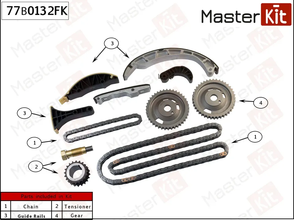 77B0132FK Комплект цепи ГРМ SsangYong D20 (Master KIT) Master KIT. Артикул 77b0132fk