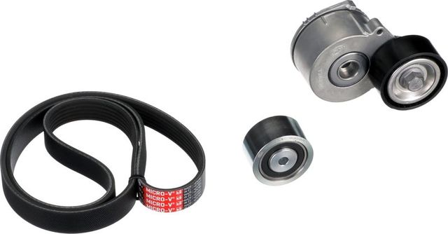 Приводной ремень поликлиновой с роликами (комплект) Gates Micro-V® Kit для Citroen C4 I 2007-2008. Артикул K026PK1153