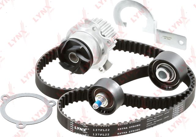 Помпа (водяной насос) с комплектом ремня ГРМ LYNXauto. Артикул PW-1300