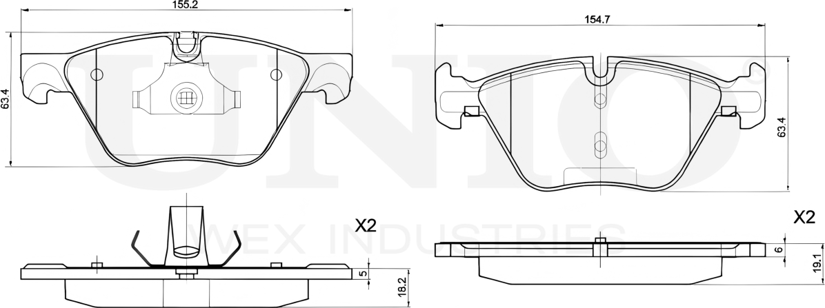 Колодки тормозные дисковые, комплект (Unio). Артикул BRP-20343