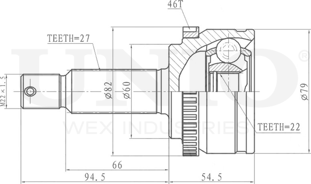 ШРУС наружный (Unio). Артикул CVJ-20025