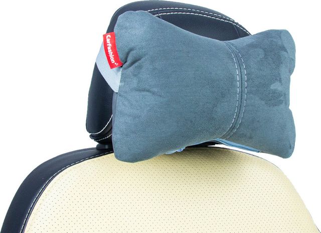 Подушка под шею CarFashion ортопедическая Экокожа/замша, цвет Серый/Серый/Серый. Артикул 41153