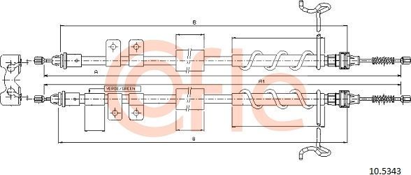 Трос ручника (тросик ручного тормоза) Cofle. Артикул 92.10.5343