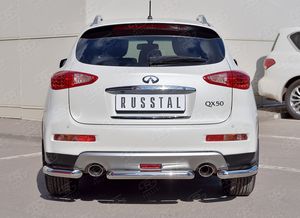 Защита RusStal заднего бампера уголки d63 секция для Infiniti QX50 2014-2017. Артикул IQX5Z-002358