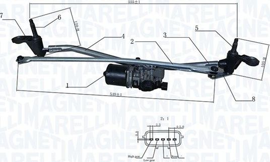 Трапеция стеклоочистителя (дворника) (в сборе) Magneti Marelli. Артикул 064351758010