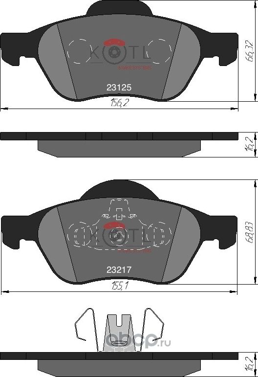 Колодки тормозные RENAULT MEGANE II/LAGUNA II/SCENIC II пере (Kotl) Kotl. Артикул 1687KT