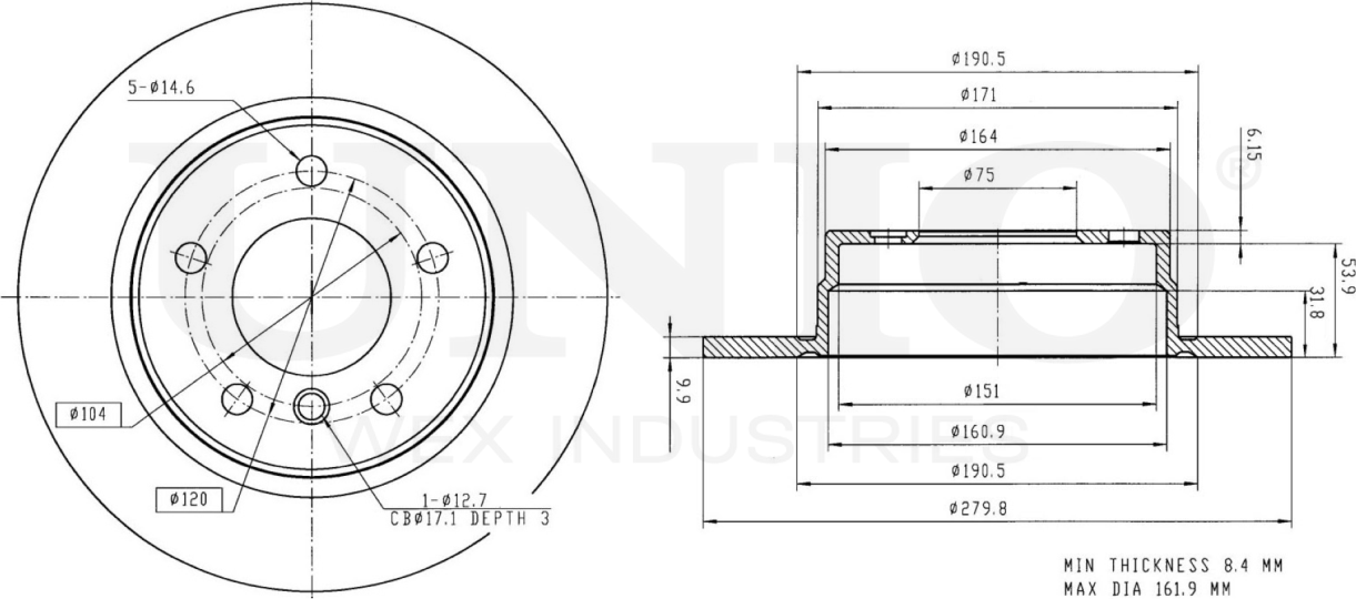 Диск тормозной (Unio). Артикул BRD-20356