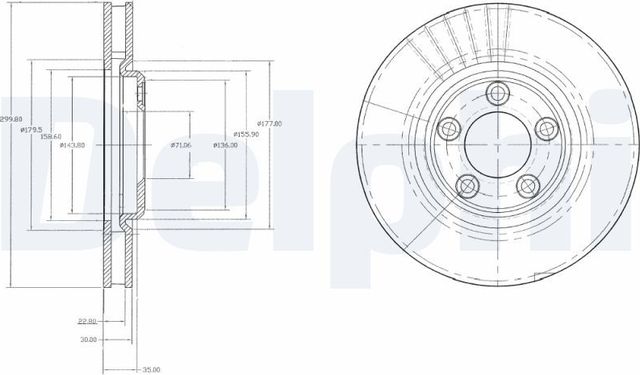 Тормозной диск Delphi передний для Jaguar S-Type I 1999-2007. Артикул BG3511