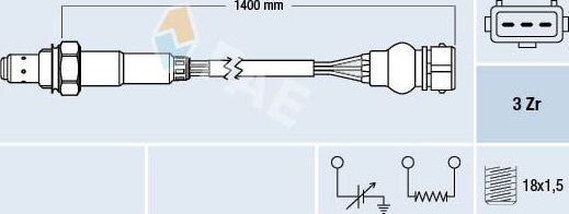 Лямбда-зонд (кислородный датчик) FAE. Артикул 77317