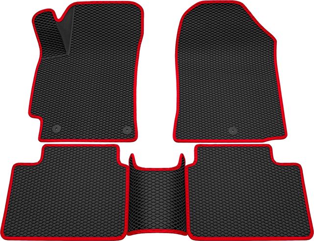 Коврики Rezkon 3D EVA ромб резиновые для салона Hyundai Elantra VI 2015-2020 Красный кант. Артикул 9220015404