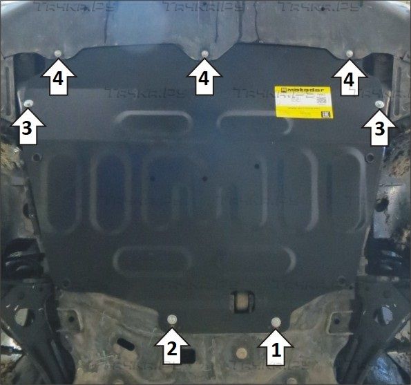 Защита алюминиевая Мотодор для картера и КПП Chery Tiggo 4 2018-2026. Артикул 349001